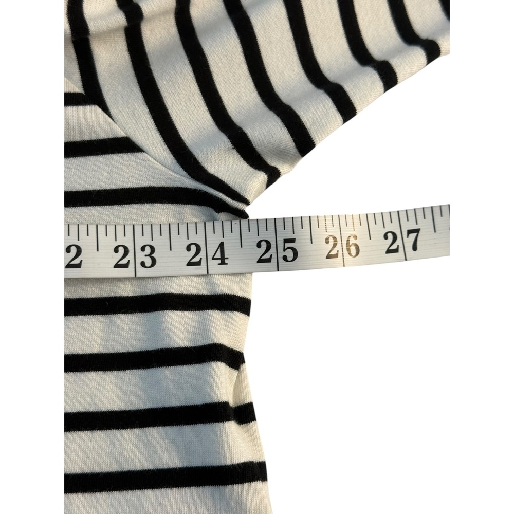 Madewell Womens Medium Striped Drawstring Hem Long Sleeve Cotton Top NZ385 White - Picture 5 of 7